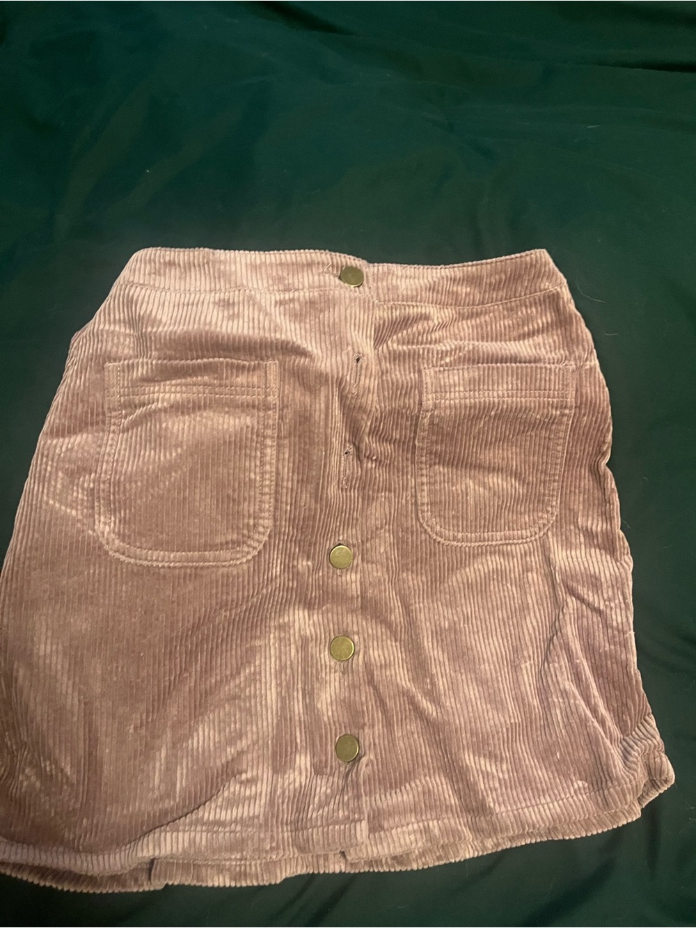 3/$20 Corduroy Button-Front Mini Skirt in Dusty Mauve